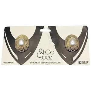 Riviera Shoetooz SHOE CLIPS Faux Pearl and Gold Tone